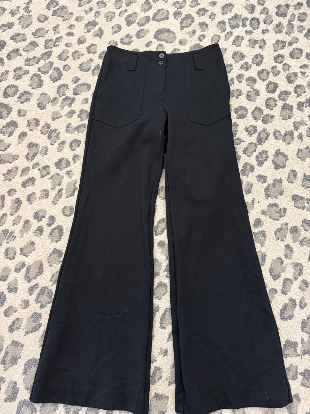 Maeve Black Wide-Leg High-Rise Pants